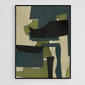 Abstract Shapes Printable Wall Art, Blue Green Beige Black Poster, Geometric Downloadable Art Print, Minimalist Boho Digital Print Descargar