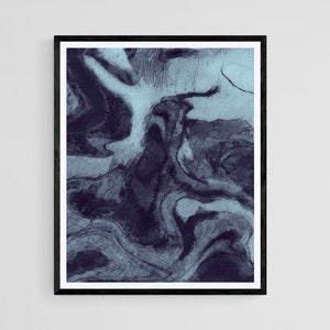 Dark Blue Abstract Art, Navy Blue Wall Art, Minimalist Print, Bedroom Art, Modern Printable Painting, Blue Modern Art, Blue Digital Painting