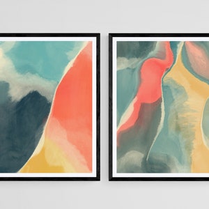 Set of 2 Colorful Abstract Art Prints, Wall Art Paintings, Downloadable Art, Minimalist Colorful Art Prints, Modern Simple Abstract Art