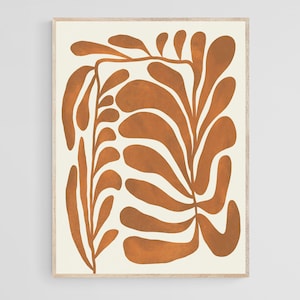 Terracotta Wall Art, Boho Botanical Print, Printable Wall Art, Rusty Digital Print, Burnt Orange Home Decor, Abstract Printable Wall Art