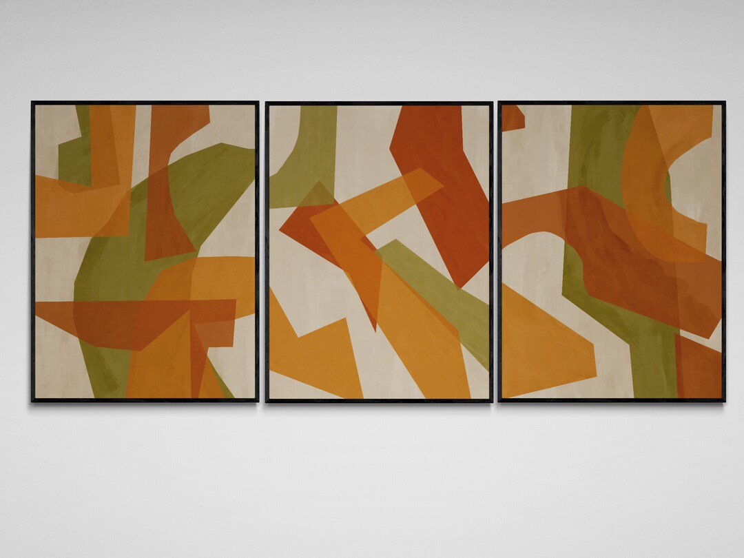 Colorful Wall Art Set of 3 Triptych Prints, Abstract Wall Art, Colorful ...