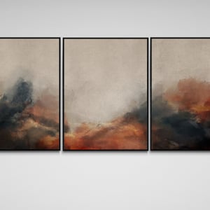Moderno e sofisticado tríptico conjunto de arte de parede de 3 peças, pinturas digitais de arte de parede imprimível neutra temperamental para casa ou trabalho