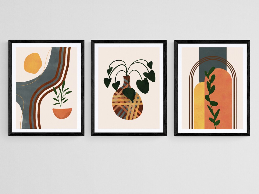 Boho Abstract Gallery Wall Art Prints, Boho Wall Decor, Set of 3 Prints ...