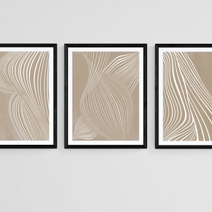 Minimalistische Linien Kunst, Einfache neutrale Tan Prints, 3er Set druckbare Kunst, Abstrakte Linien Kunst, Moderne Linie Zeichnung Druck, Minimalistisches Poster Set