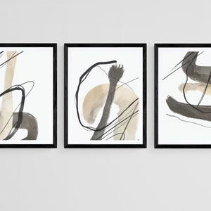Set of 3 Modern Simple Neutral Wall Art, Modern Art Home Decor, Beige Greige Nordic Prints, Simple Abstract Art, Minimalist Brush Strokes