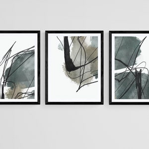 Set of 3 Greige Simple Abstract Gallery Wall Art, Nordic Abstract Prints, Simple Neutral Home Decor Art, Minimalist Modern Abstract Art