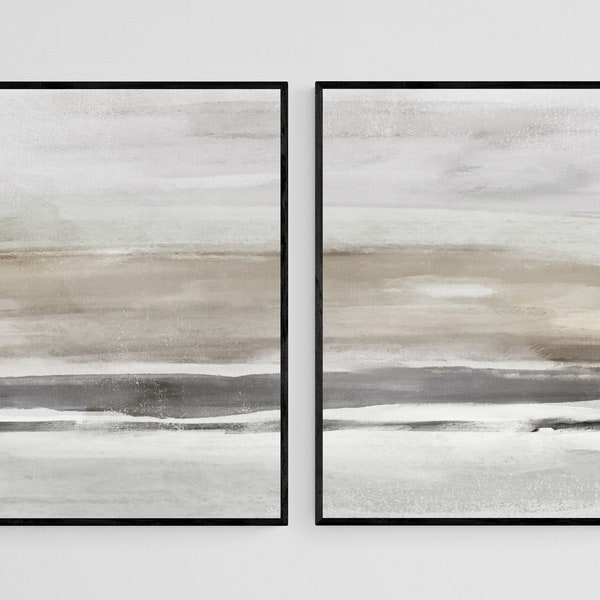 Beige and Gray Abstract Print Set of 2, Abstract Watercolor Prints, Printable Wall Art, Modern Minimalist Posters, Downland Art Print Set