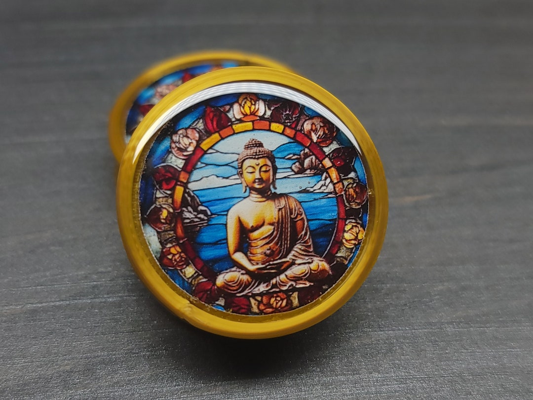 Stained Glass Buddha Plugs: Biopolymer Gauges (pair) - Etsy