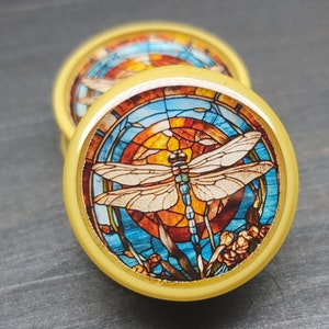 Stained Glass Dragonfly - Plugs Gauges Earrings (Pair) (Faux Stained Glass)