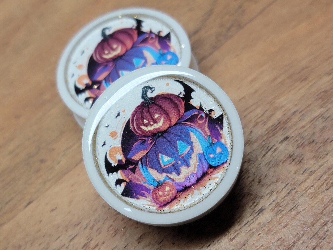 Jack O Lantern Halloween Plugs Gauges Earrings Etsy