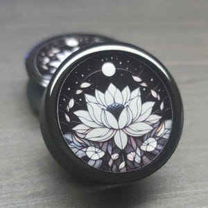 Stained Glass Moon Lotus Plugs: Biopolymer Gauges (Pair)