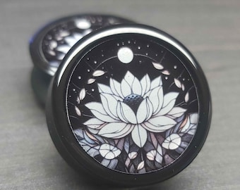 Stained Glass Moon Lotus Plugs: Biopolymer Gauges (Pair)