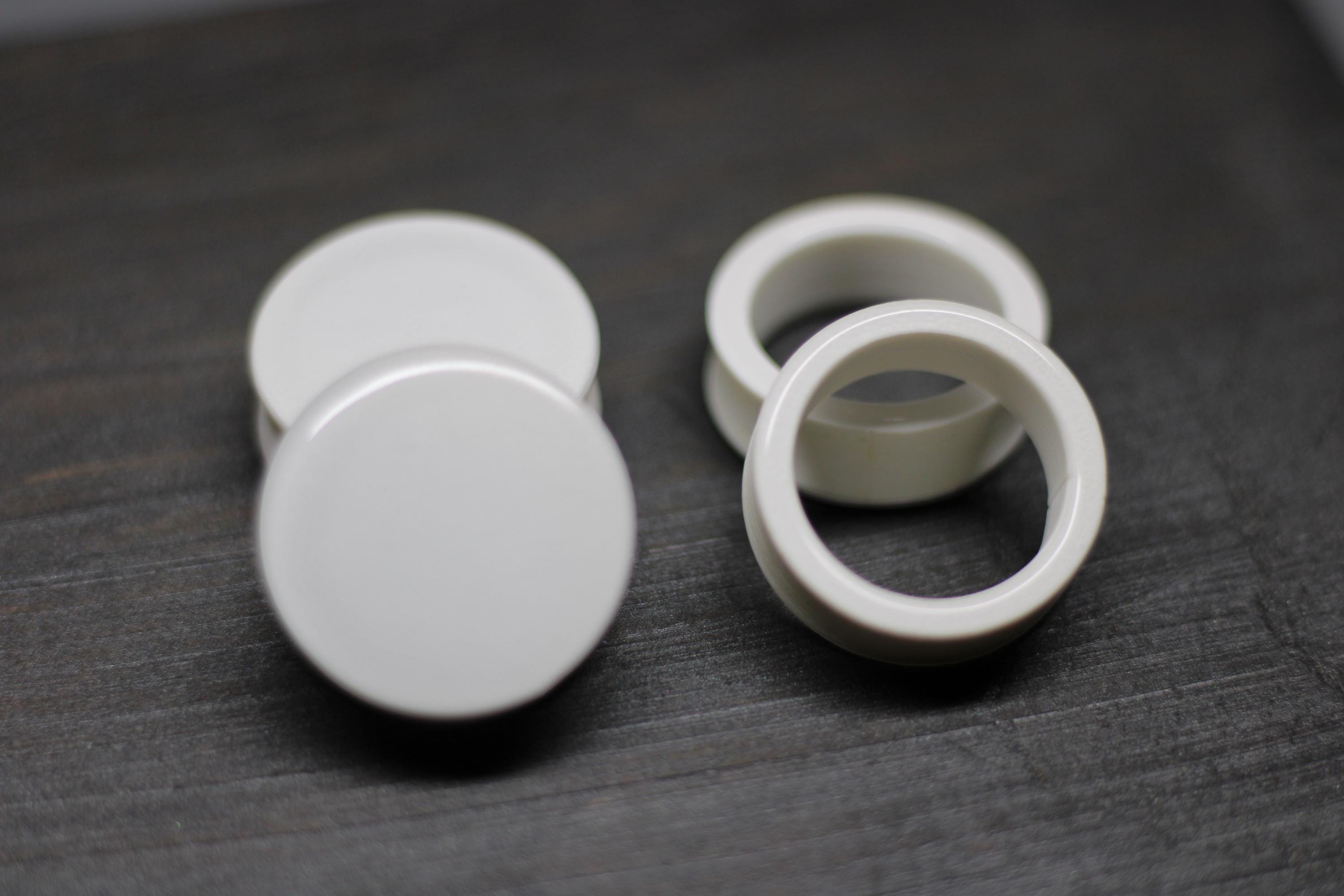 Pure White & Tunnels - Plugs Gauges Earrings (Pair) (Faux Stained Glass)