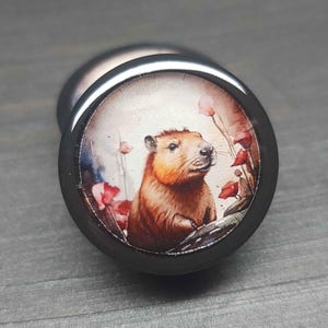 Capybara - Plugs Gauges Earrings (Pair) Watercolor