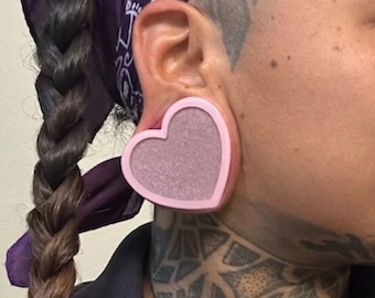 Pink Hearts - Plugs Gauges Earrings (Pair)