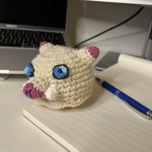 Crochet Boar Head Amigurumi inspired by Demon Slayer Anime/Manga character Inosuke