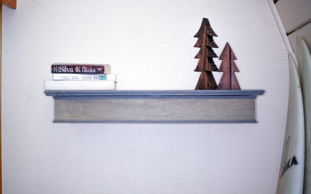 Weathered Gray Floating Shelf With a Locking Hidden Etsy