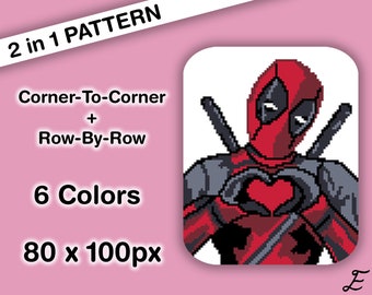 C2C and Row-by-Row DEADPOOL Crochet Pattern | Immediate PDF Download