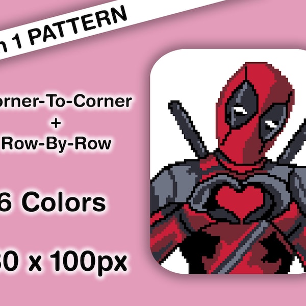 C2C and Row-by-Row DEADPOOL Crochet Pattern | Immediate PDF Download