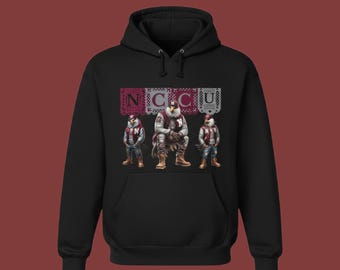 Sudadera con capucha de NCCU – Sudadera exclusiva con diseño de águila de la Universidad Central de Carolina del Norte, color granate y gris, estilo universitario afroamericano, unisex