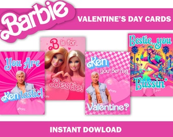 Barbie Valentine's Day Cards, Printable Instant Download, DIY Cards ...