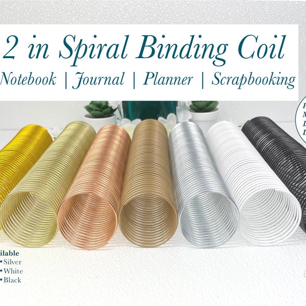 2 inch Metal Coils | For Planners - Notebooks - Journals - Scrapbooks | Binding Supply | Black/Bronze/Gold/Light Gold/Rose Gold/Silver/White