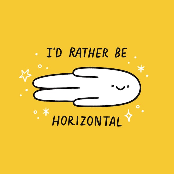 Pegatina horizontal "I'd Rather Be" (acabado mate, troquelada, calcomanía de vinilo resistente al agua, ilustración digital divertida de un hombrecito amarillo)