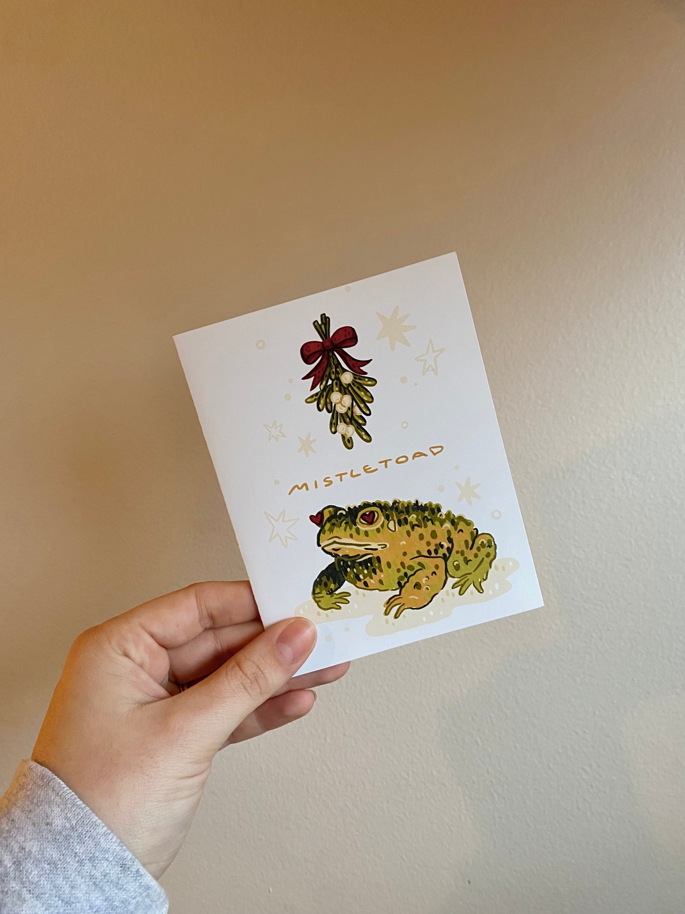 Kiss Me Under the Mistletoad Greeting Card 4.25x5.5” (happy Holidays ...