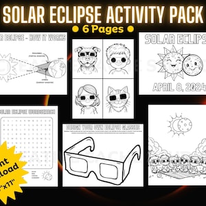 2024 Solar Eclipse Activity Pack and Coloring Pages