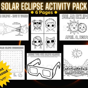 2024 Solar Eclipse Activity Pack and Coloring Pages