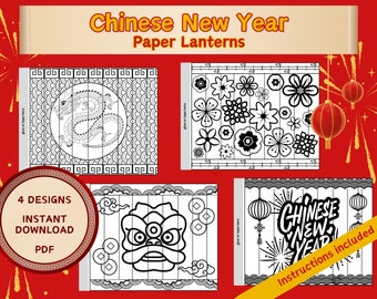 Chinese New Year Paper Lantern Coloring Page kit - plus 5 FREE dragon coloring pages