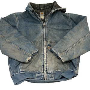 VINTAGE Carhartt Jacket 2XL Blue Denim Blanket Lined Jean