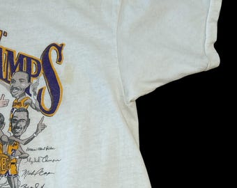90s USA製 NBA レイカーズ 優勝記念 Tシャツ シングルステッチ XL ヴィンテージ 1988 ロサンゼルス レイカーズ ワールド チャンピオン T