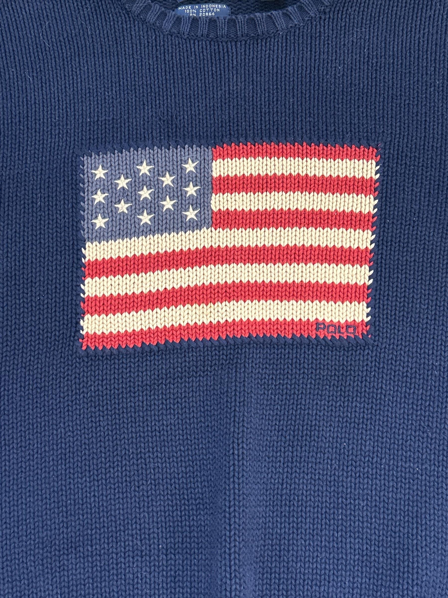 Vintage Ralph Lauren Polo American Flag Knit Sweater - Etsy