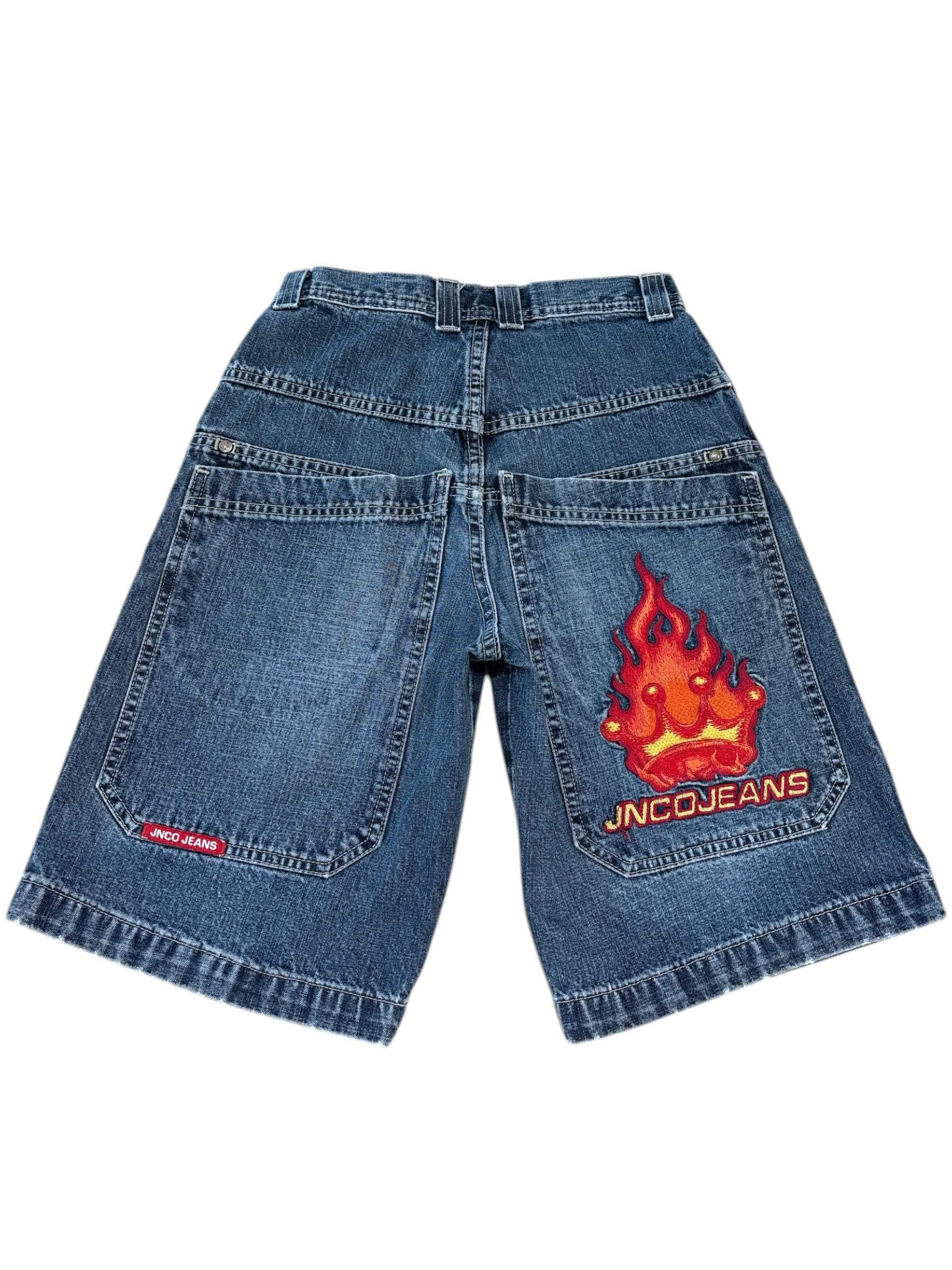 Vintage JNCO JEANS Shorts With Embroidered Flame Crown - Etsy
