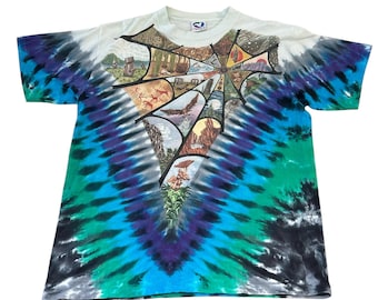 Camiseta vintage azul líquido de la Web de la Vida, 1990