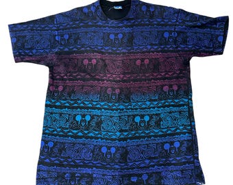 Vintage jaren 80 Mickey Mouse T-shirt met all-over print