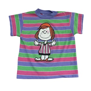 Vintage 90s Peanuts Peppermint Patty Striped Kids T-Shirt