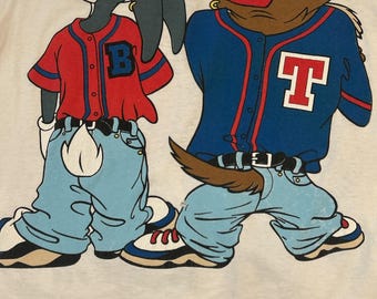 T-shirt Vintage 1993 Looney Tunes - Bugs Bunny & Taz - Delta Taille L - Marlins