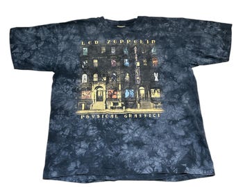 Vintage 1990s LED ZEPPELIN All Over Print Black T-SHIRT Size Extra
