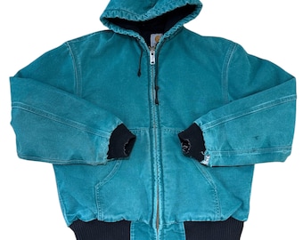 Chaqueta deportiva Carhartt color verde azulado vintage de los 90 con forro acolchado
