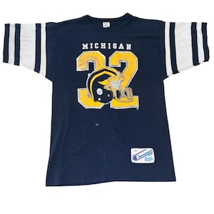 Vintage 80s Champion Michigan Wolverines Football Jersey T-Shirt