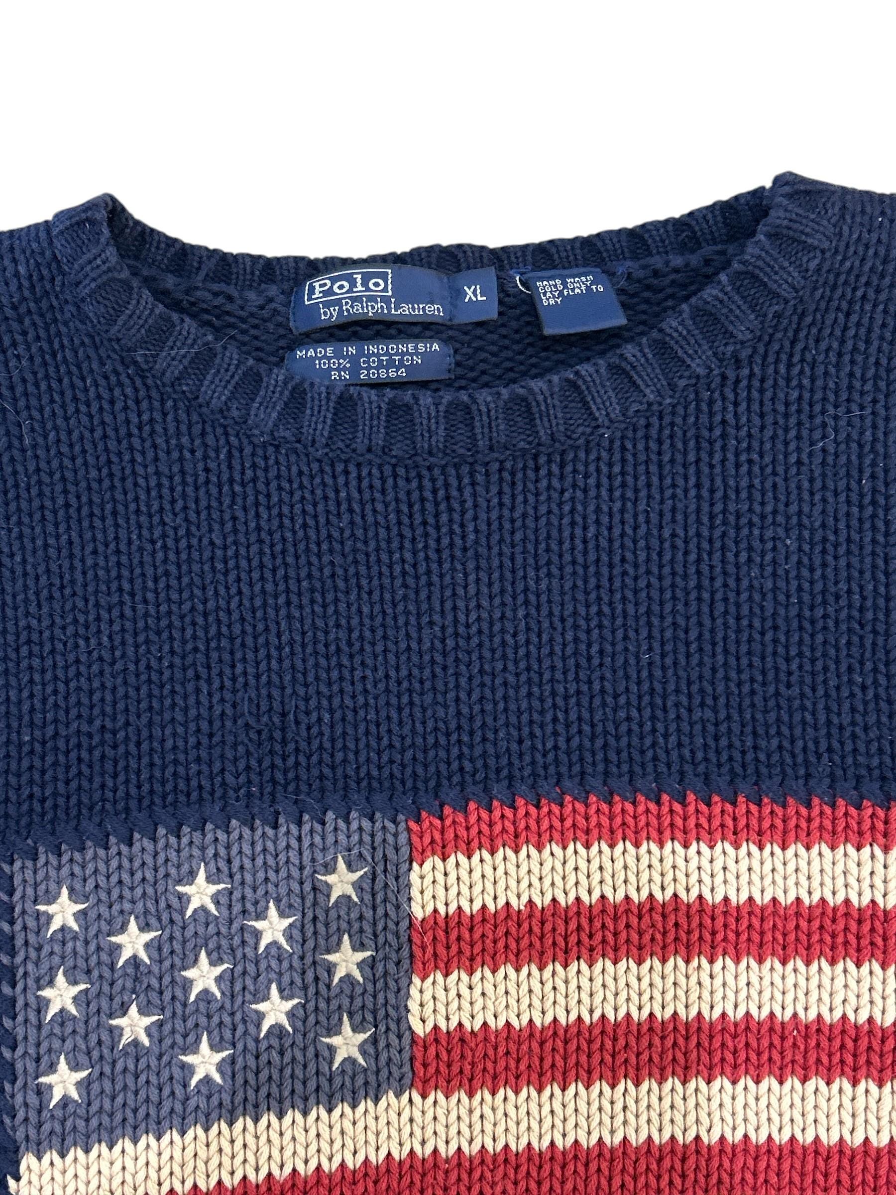Vintage Ralph Lauren Polo American Flag Knit Sweater - Etsy