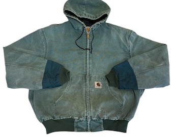 Kurtka Carhartt z kapturem w stylu vintage z lat 90. w kolorze Aspen Green