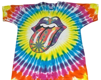 Camiseta vintage azul líquido tie-dye de los Rolling Stones de 1994