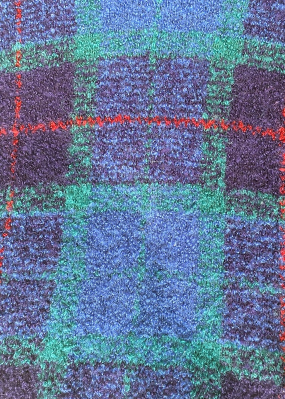 Vintage Hand Knit Mohair Wool Blend Plaid Oversiz… - image 6
