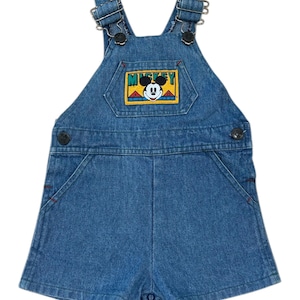 Vintage Mickey Mouse Denim Baby Overalls