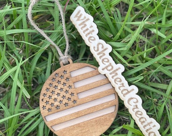 Thin Line American Flag Ornament.