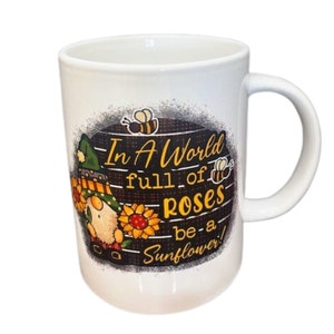tazza da caffè, tazza di caffè, tazza di gnomo, tazza unica, tazza di caffè personalizzata, regalo di Natale, girasoli, rose, tazza di gnome