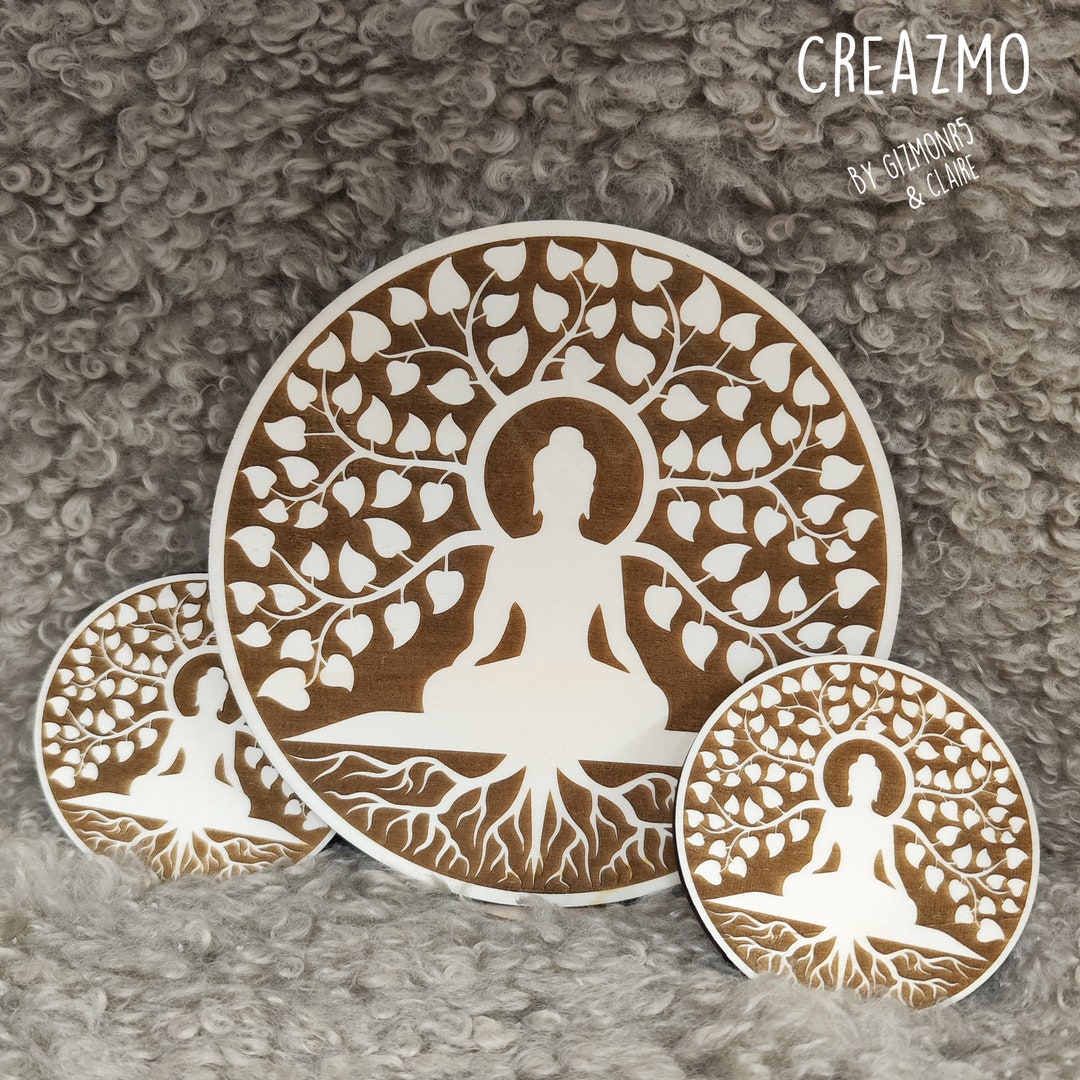 Tableau Bouddha Et Arbre De Vie En Bois - Décoration Murale Zen Pour Salon Ou Chambre